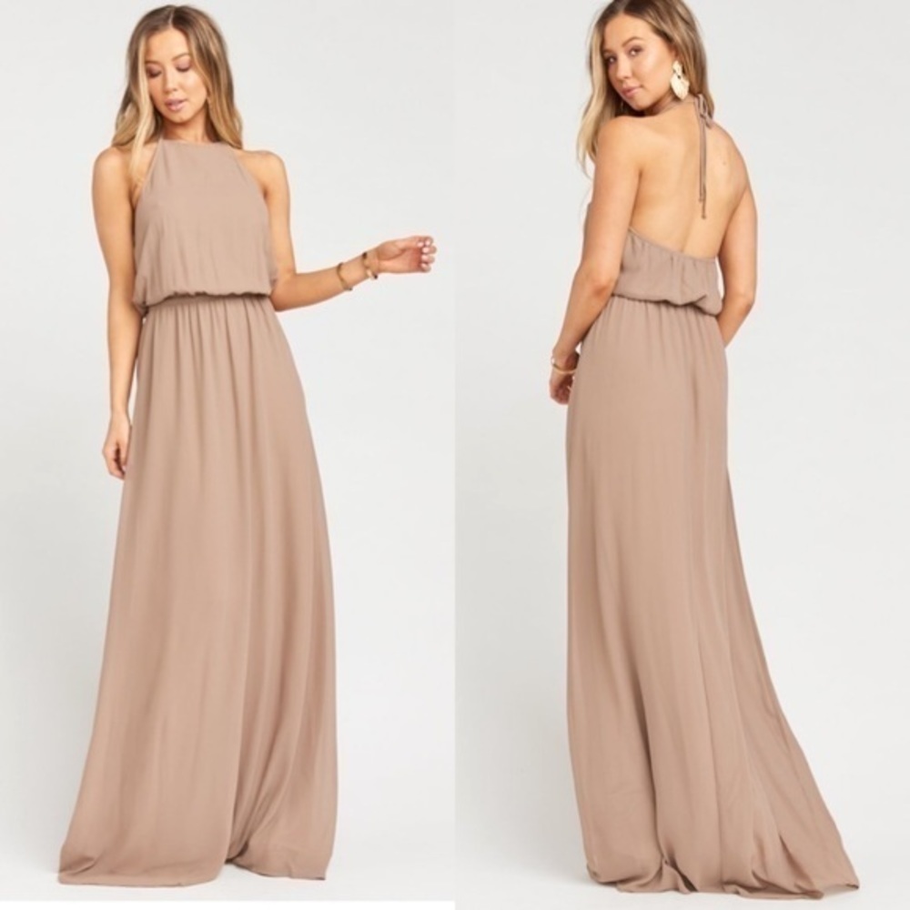 NWT SMYM Heather Halter Dress Dune Chiffon